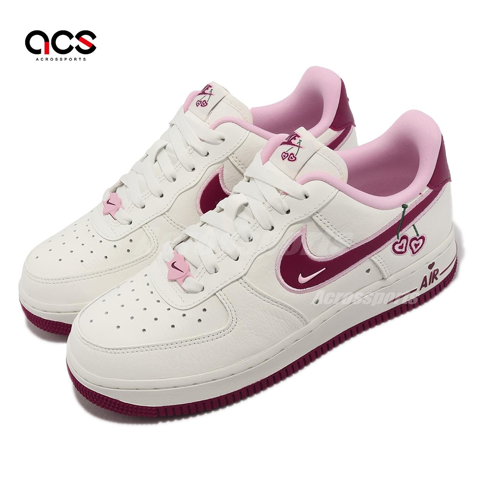 Nike Wmns Air Force 1 07 LX 情人節女鞋米白紅AF1 櫻桃愛心