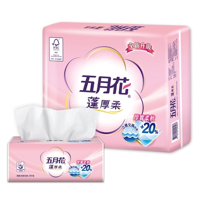 五月花蓬厚柔頂級抽取衛生紙100抽 x72包/箱