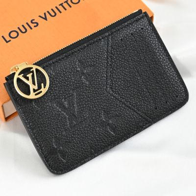 LOUIS VUITTON路易威登 LV M81883 Romy 經典Monogram壓花小牛皮3卡拉鍊零錢包(黑)