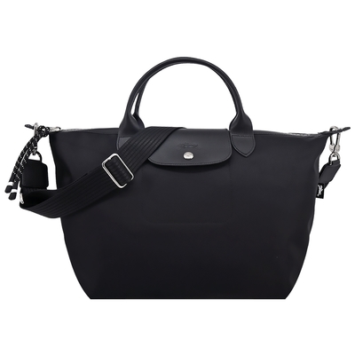 LONGCHAMP LE PLIAGE ENERGY系列再生尼龍短把手提/斜背兩用包(大/黑)