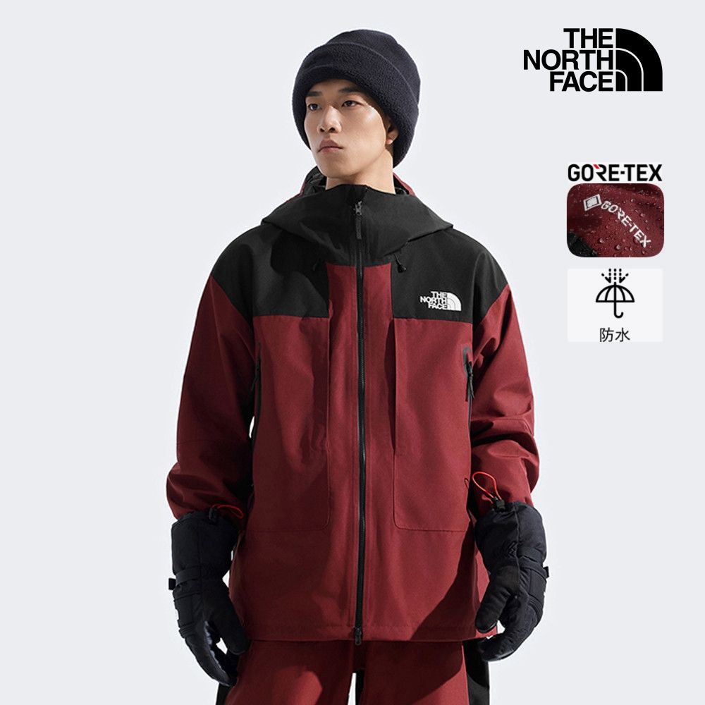 【The North Face 官方旗艦】北面GTX男款黑紅拼接GORE-TEX專業防水衝鋒衣｜8C8K5M2 外套