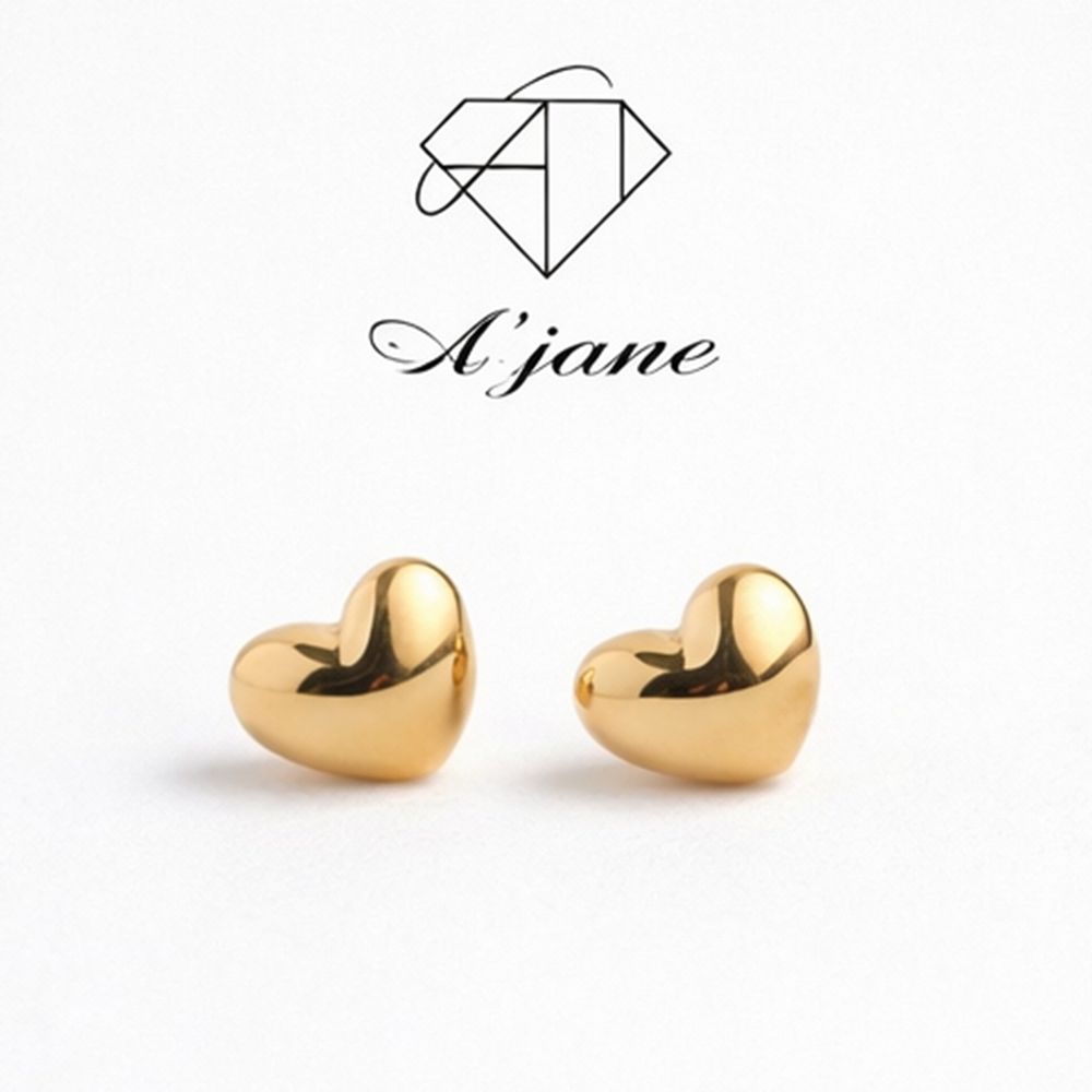 A'jane 18K金 暖光心動 愛心耳針 A022503-001