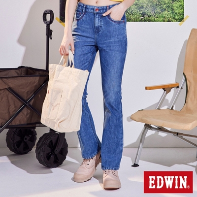 EDWIN 女裝 JERSEYS 迦績 超彈靴型牛仔褲-拔洗藍