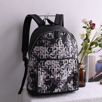 MICHAEL KORS COOPER 西部廢墟風格印花大容量雙肩後背包(黑灰)