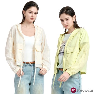 KeyWear奇威名品 輕薄抗溫差連帽短版外套(共2色)