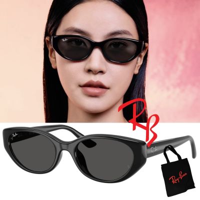 RayBan 雷朋 亞洲版 Lisa同款 復古時尚貓眼太陽眼鏡 RB4457D 667787 黑框深灰鏡片 公司貨(贈RAY BAN托特包)
