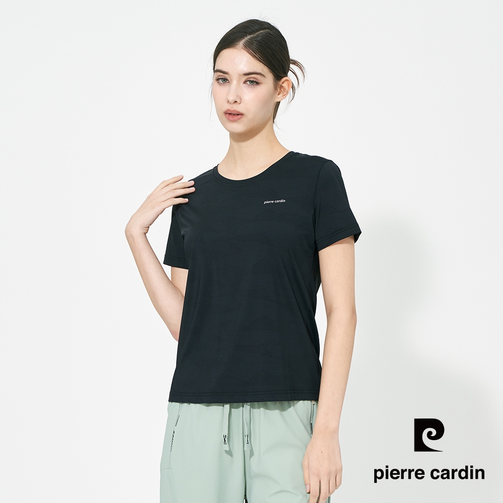 pierre cardin 皮爾卡登 男女款 冰絲彈性速乾圓領短袖T恤-(多色任選) (女-M款(印花))
