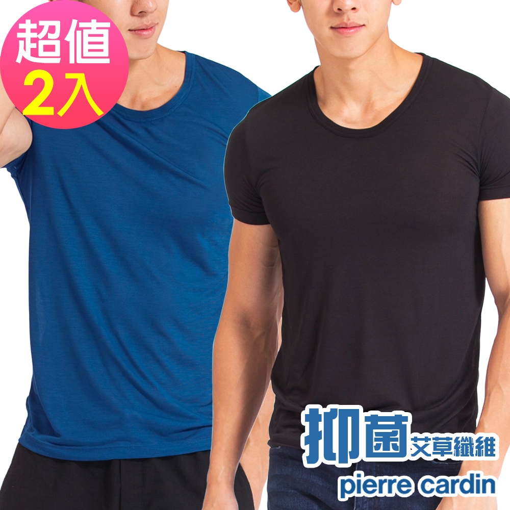 Pierre Cardin皮爾卡登 抑菌低敏感艾草透氣速乾圓領短袖(2件組)