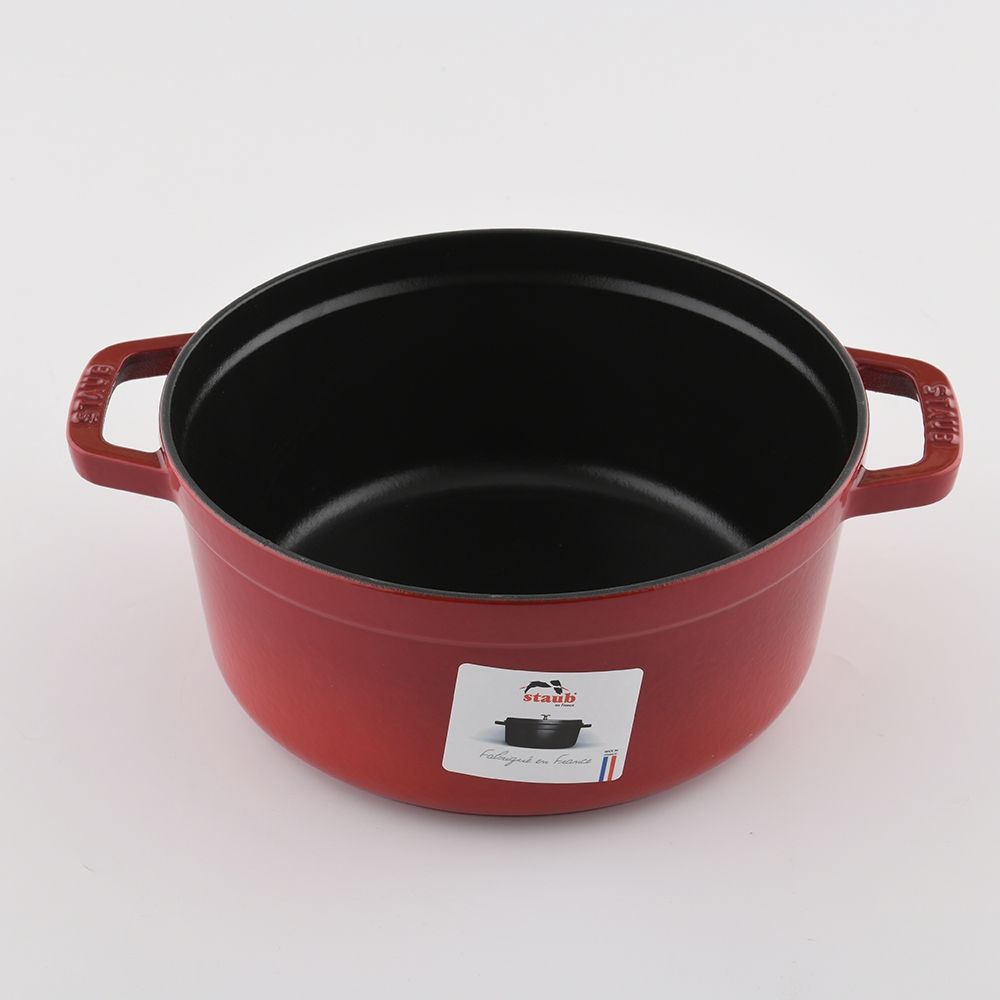 Staub 圓形鑄鐵鍋24cm 3.7L 櫻桃紅法國製湯鍋燉鍋(電磁爐IH爐可用