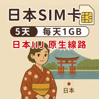 【漫遊家】日本SIM卡 5天每天1GB 原生網路 IIJ 實體網卡 即插即用 日本網卡 sim卡 日本上網卡