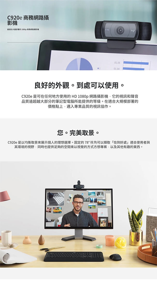 Logitech羅技 C920e - 詳情4