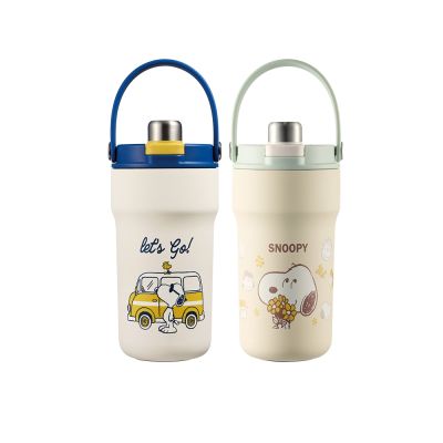 【美國康寧】Snapware SNOOPY手提鋅陶瓷保溫杯720ml-旅行趣/花野拾光(兩款任選)
