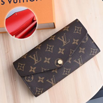 LOUIS VUITTON路易威登 LV M62236 Sarah經典花紋扣式長夾(紅)