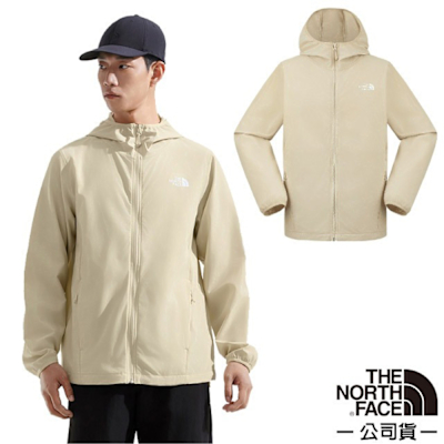 【The North Face】男 ZEPHYR NOVELTY WIND JACKET 輕盈透氣防潑防風連帽外套.防曬風衣夾克 8BW8-3X4 淺礫褐