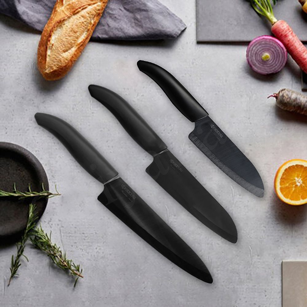 刀　鐔 KYOCERA】日本京瓷抗菌多功能精密陶瓷刀日本境內版限定黑刀-14cm(北齋