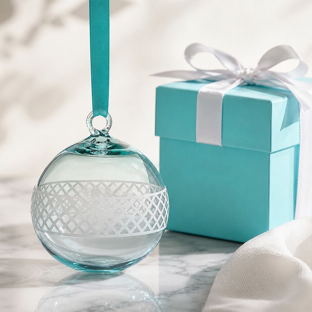 Tiffany&Co. 蒂芙尼蒂芙尼藍水晶玻璃蝕刻球形掛飾| 項鍊| Yahoo購物中心