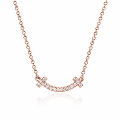 Tiffany&Co. 蒂芙尼 18K玫瑰金 滿鑽 Smile微笑項鍊(迷你)