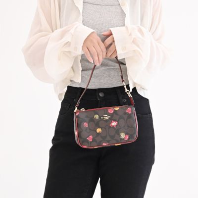 COACH 金屬LOGO限定版彩球C字印花手拿包/手提包(深咖)