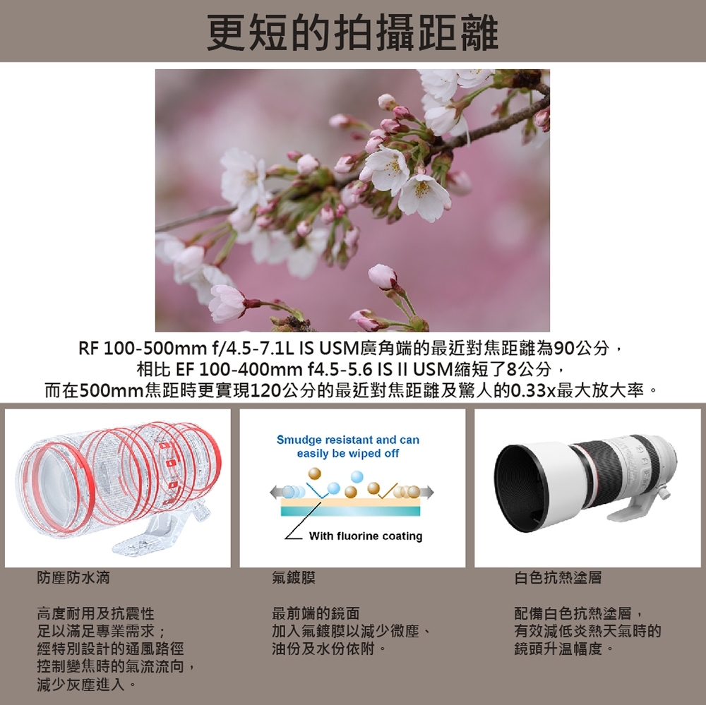 Canon佳能 RF 100-500mm F/4.5-7.1 L IS USM - 詳情1