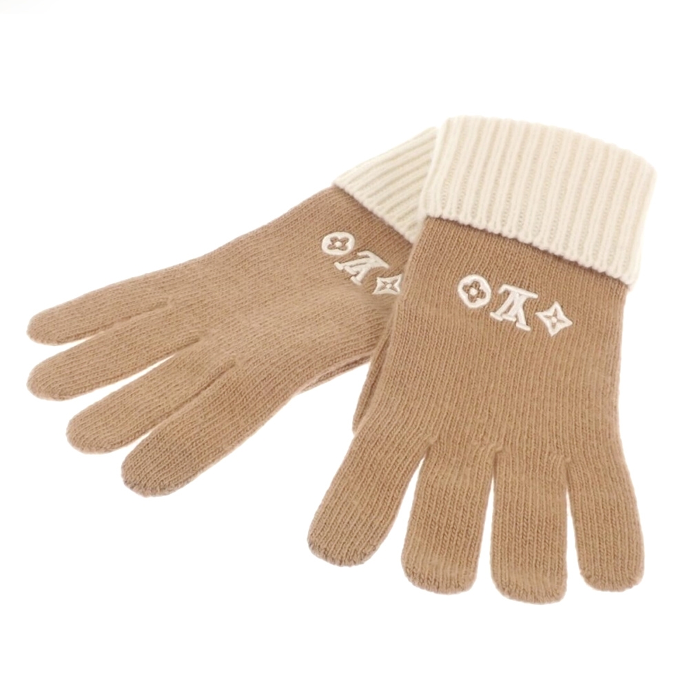 【値引き可】新品、未使用　ルイヴィトン グローブLVヘッドライン M77929 Louis Vuitton 路易威登】M77929 經典LOGO系列Headline Gloves純羊毛
