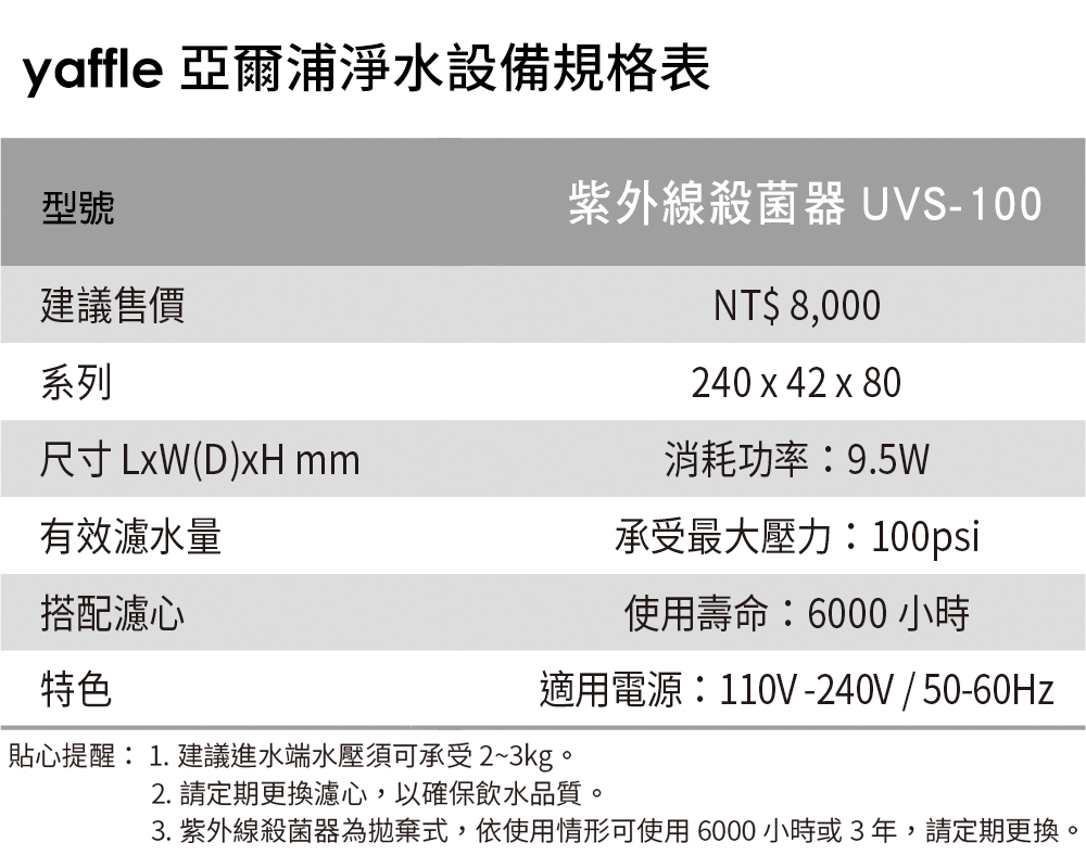 Yaffle亞爾浦 UVS-100 - 詳情1