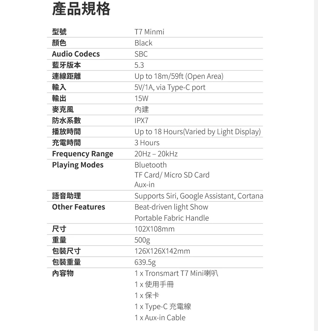 Tronsmart T7 Mini - 詳情1