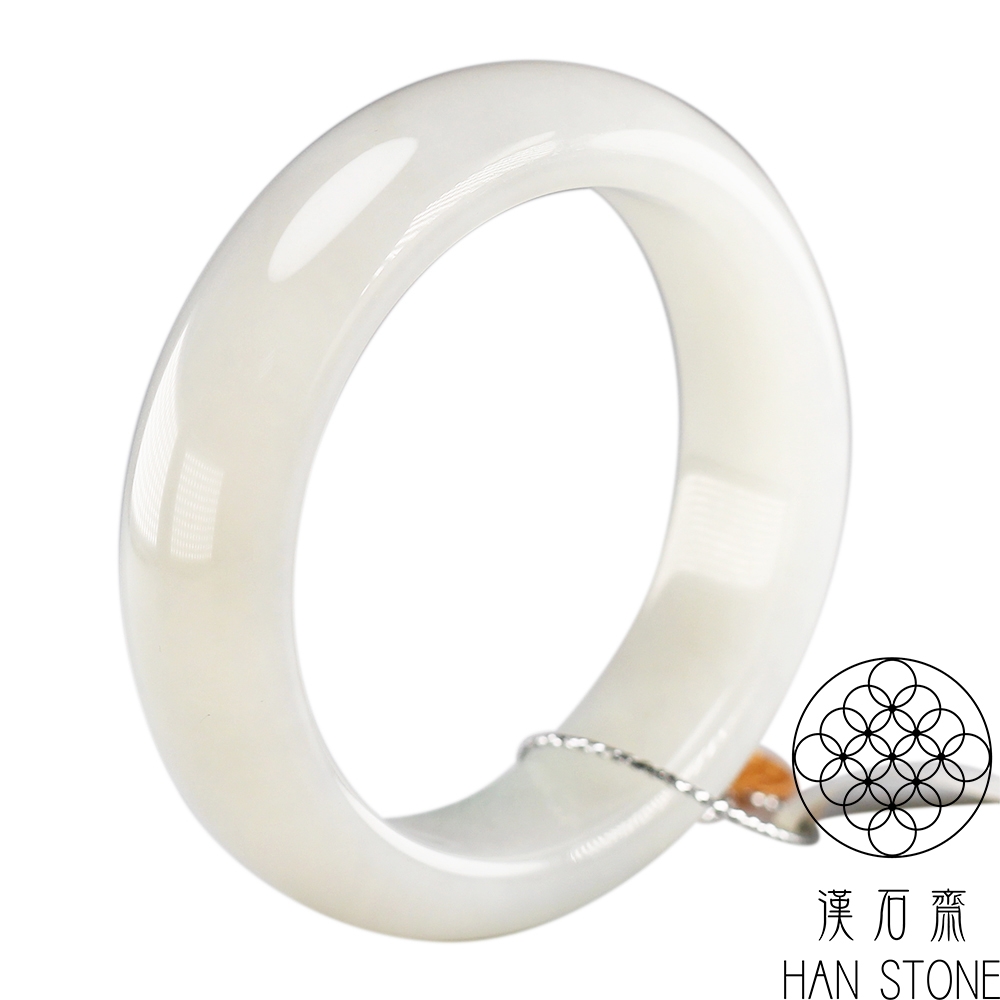 漢石齋】天然和田玉手鐲玉鐲羊脂白玉(手圍16.7/版寬15.7mm) | 漢石齋