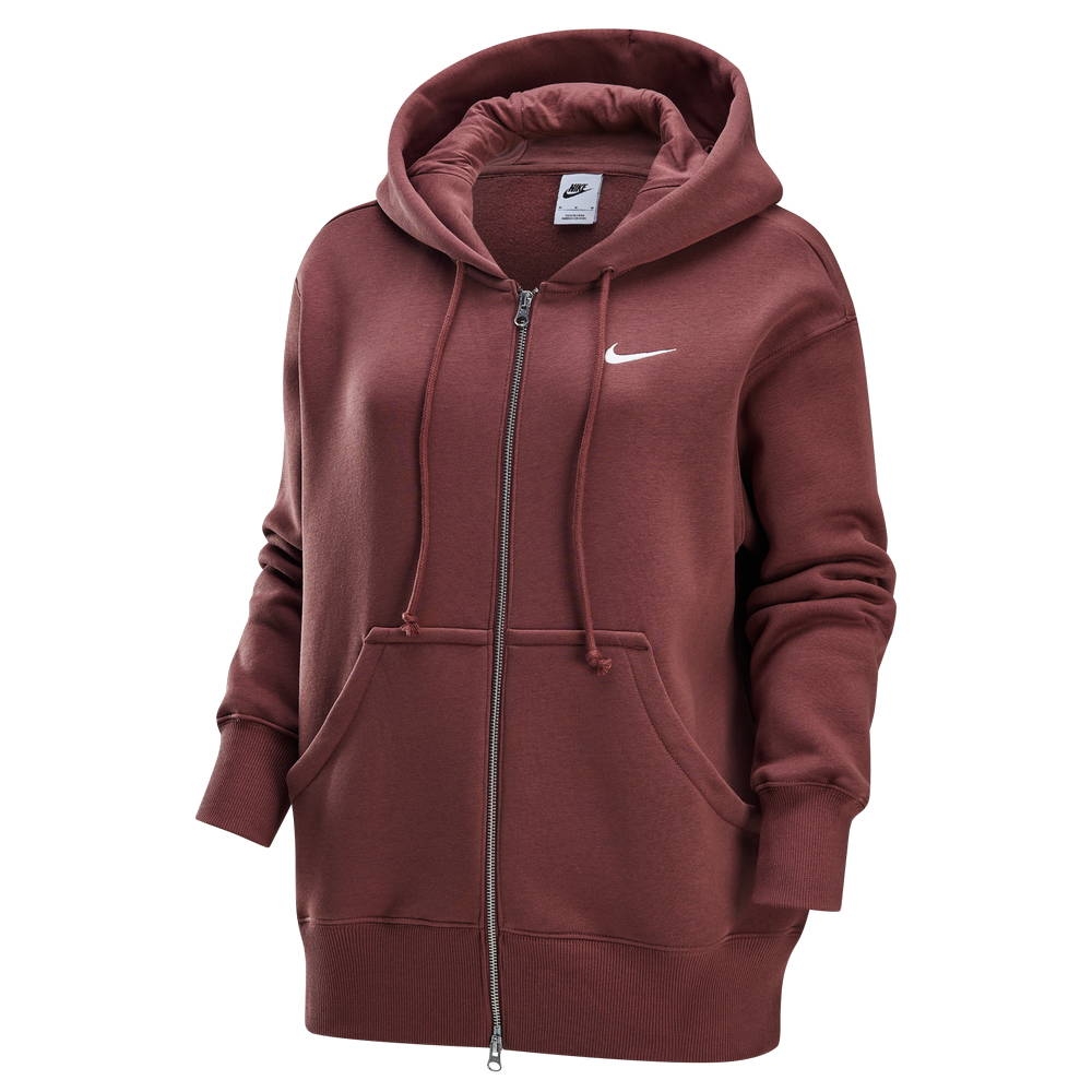 NIKE 耐吉女休閒外套-酒紅色AS W NSW PHNX FLC FZ OS HOODIE-DQ5759218