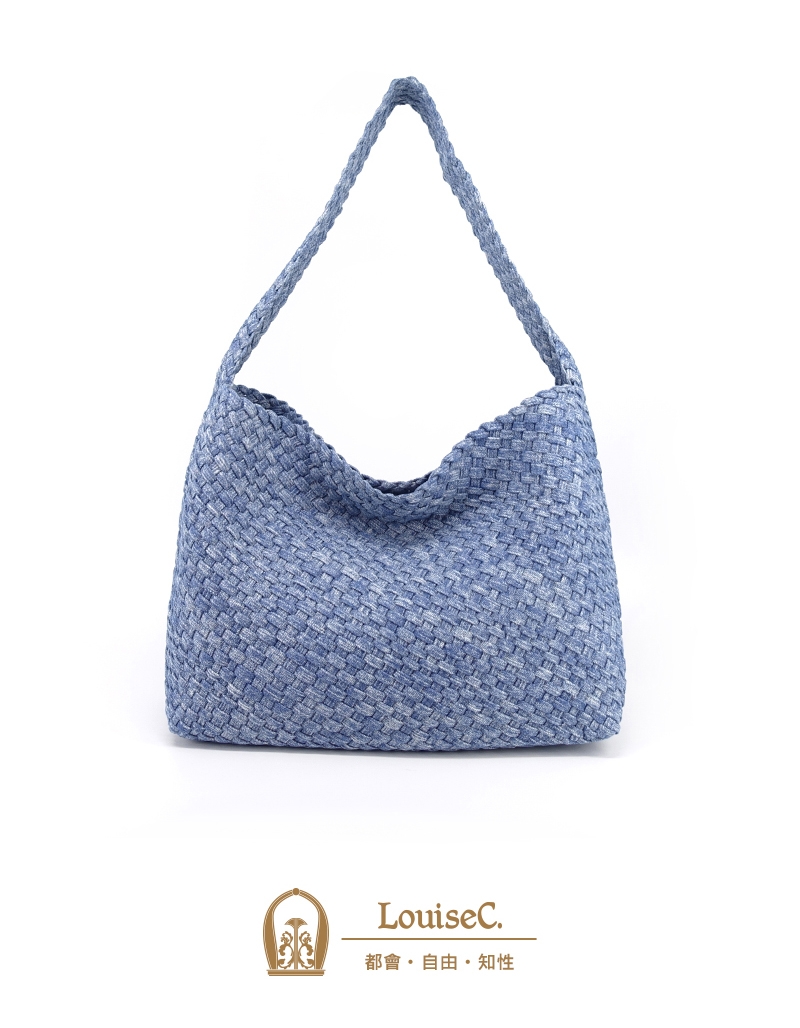 Tree House 】LouiseC. 丹寧牛仔布(可拆式子母包)手工編織大托特TOTE