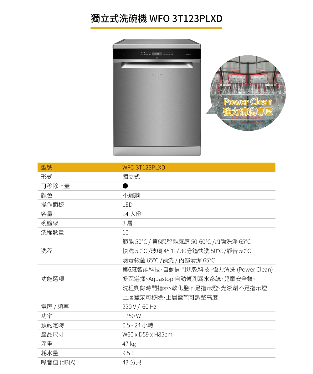 Whirlpool惠而浦 WFO3T123PLXD - 詳情1