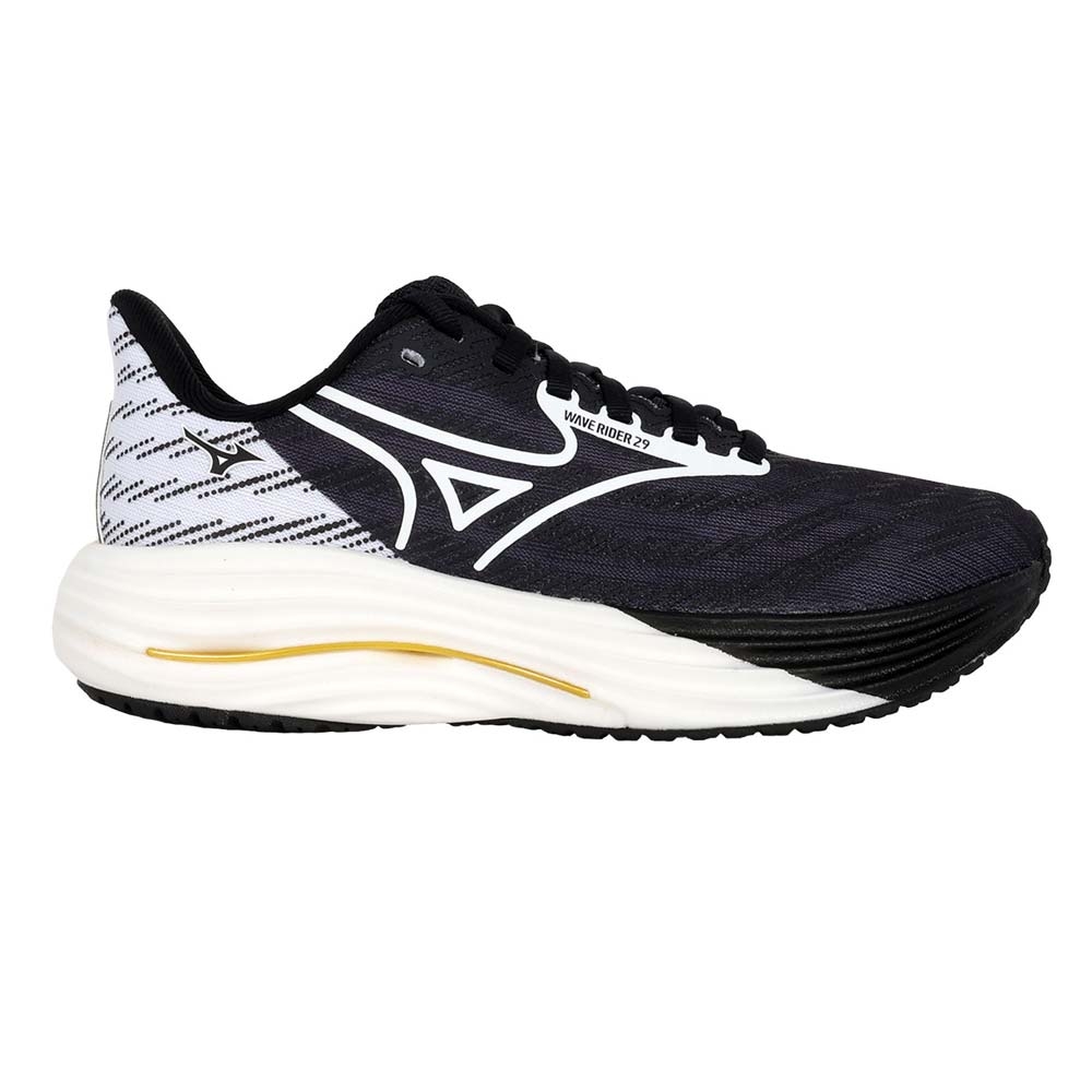 MIZUNO WAVE RIDER 29 男女緩震慢跑鞋-運動美津濃J1GC266301 黑白金