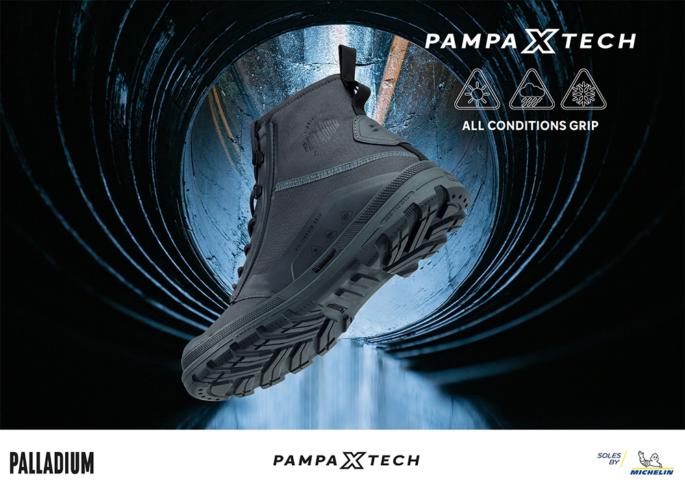 PALLADIUM PAMPA X TECH WP+米其林科技聯名橘標防水靴-中性-城市灰
