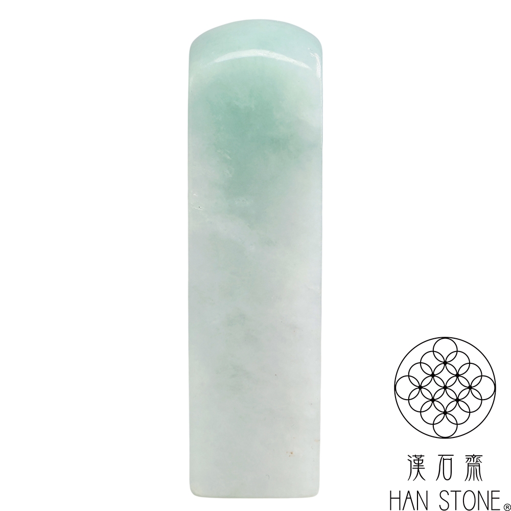 漢石齋】天然翡翠A貨素方章印章細糯種飄花(18*18*65mm) | 漢石齋