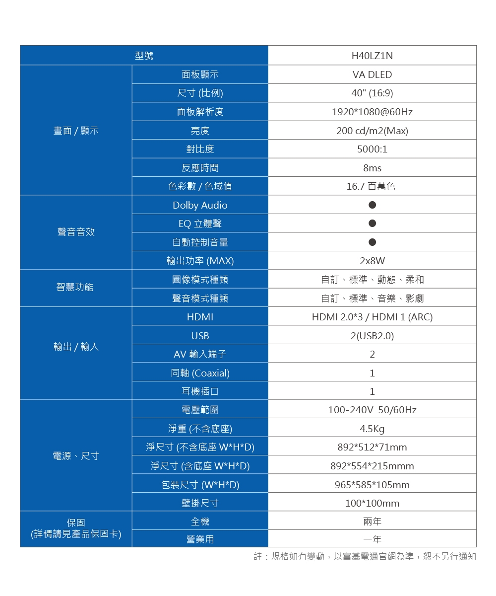 Hikers惠科 H40LZ1N - 詳情1