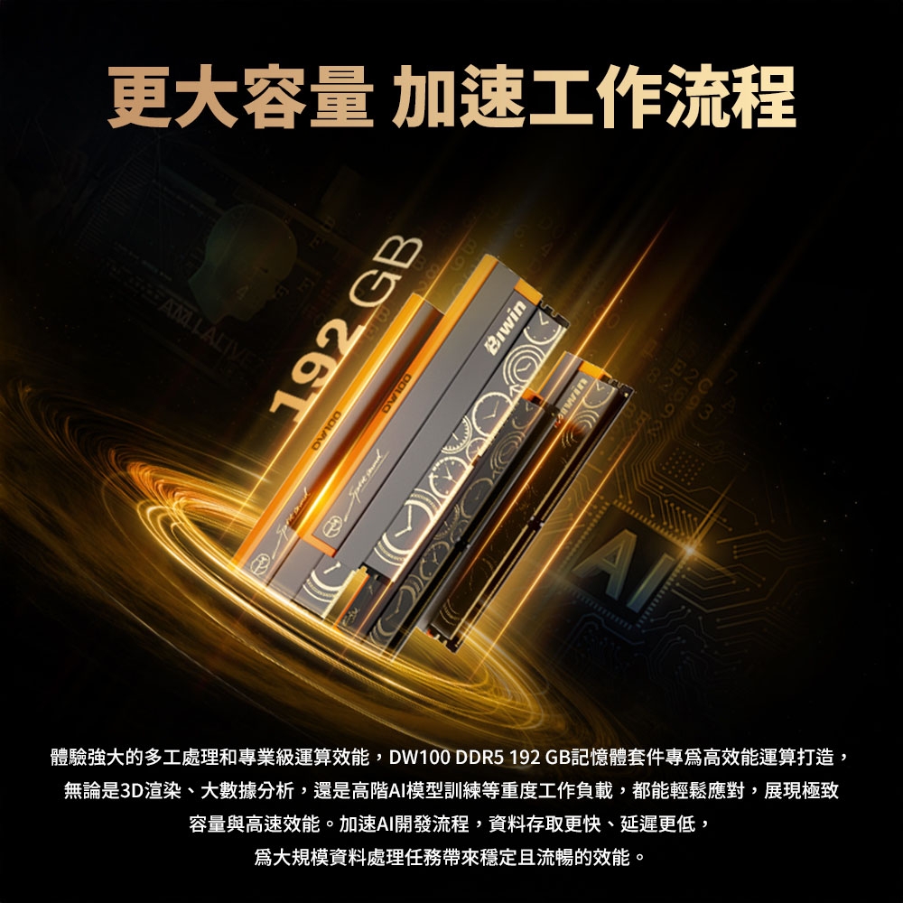 佰維Biwin Black Opal DW100 OC Lab RGB 192GB(四通48GB*4) DDR5 6000