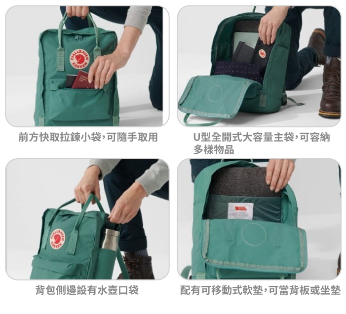 Fjallraven 北極狐Kånken 多功能輕量防潑水日用背包_23510-550 黑