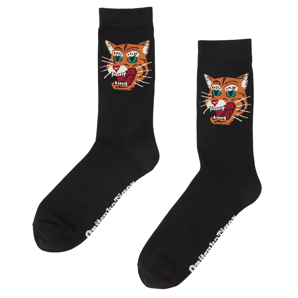 虎 Onitsuka Tiger鬼塚虎-虎頭圖紋黑色中筒襪(3183A947-001