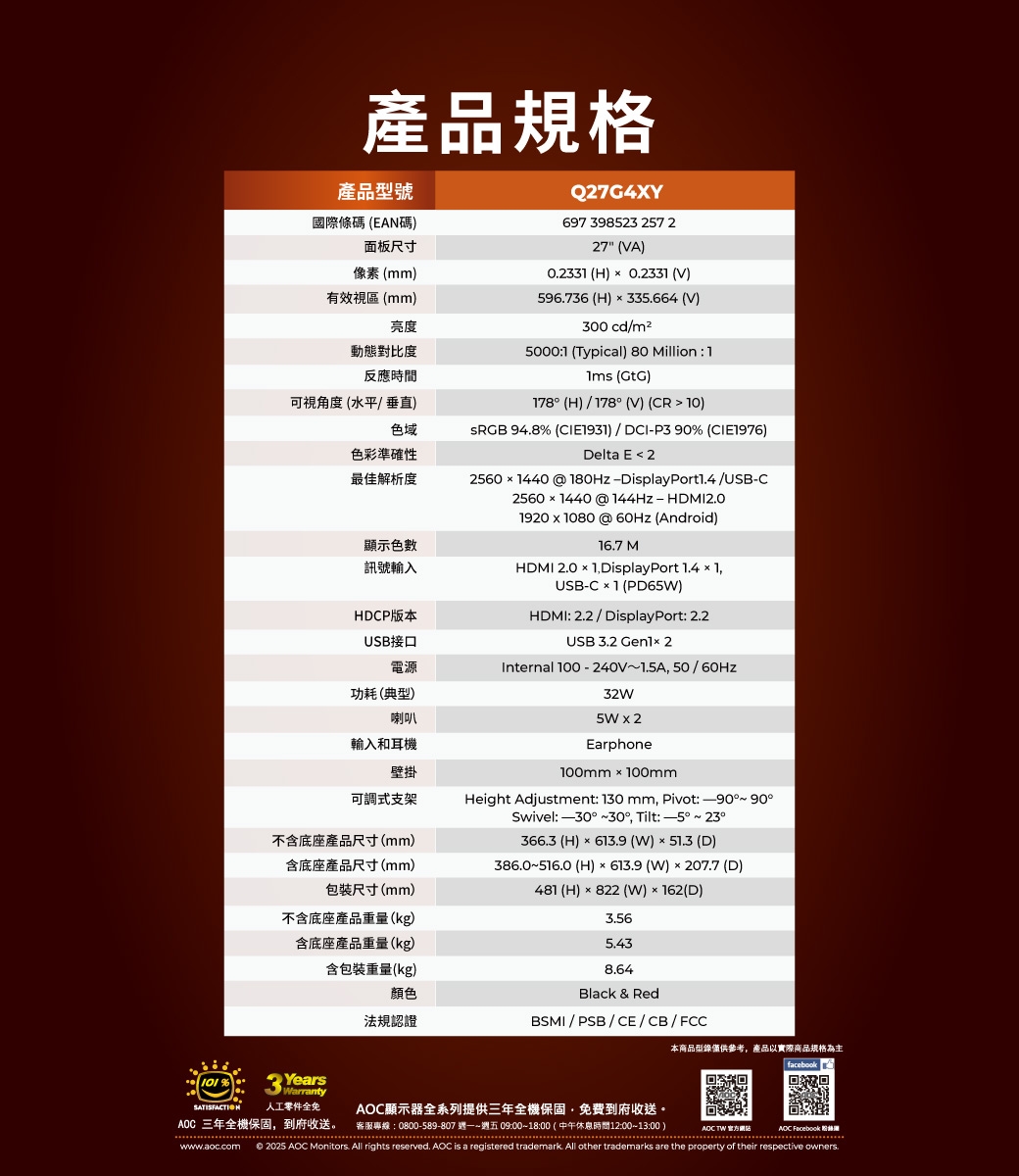 AOC Q27G4XY - 詳情2