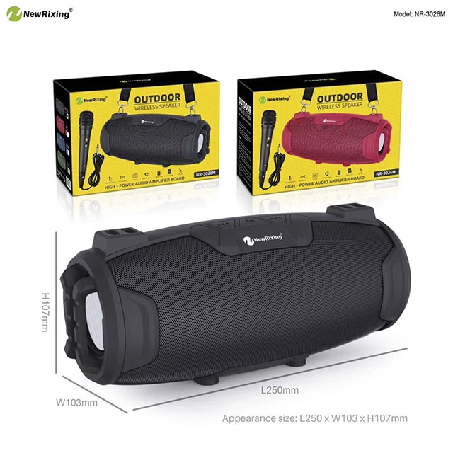 NewRixing攜帶式藍牙喇叭/行動卡拉OK KTV/(附贈麥克風、背帶)-知性黑