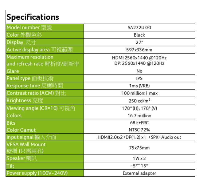 Acer宏碁 SA272U - 詳情2