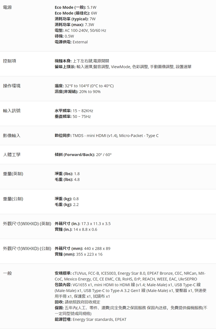 ViewSonic優派 VG1655 - 詳情2