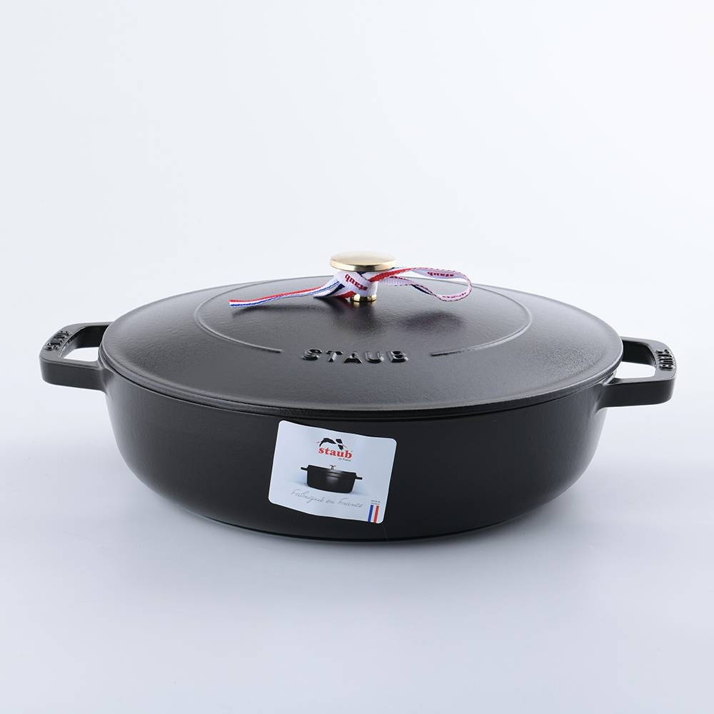 Staub 水滴形多功能鑄鐵燉鍋28cm 3.7L 黑鑄鐵鍋湯鍋(電磁爐IH爐可用