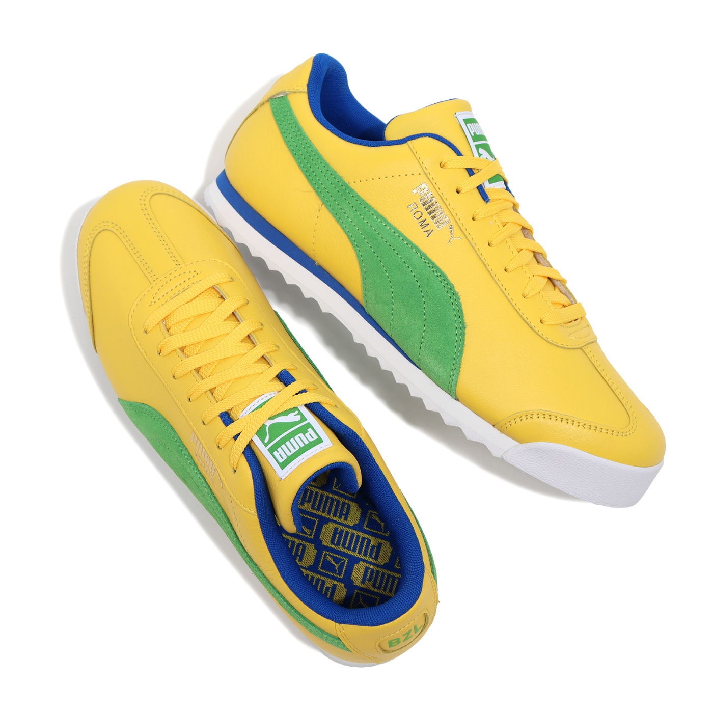 Puma 休閒鞋Roma Brazil 男鞋黃綠皮革麂皮拼接巴西配色運動鞋38364301