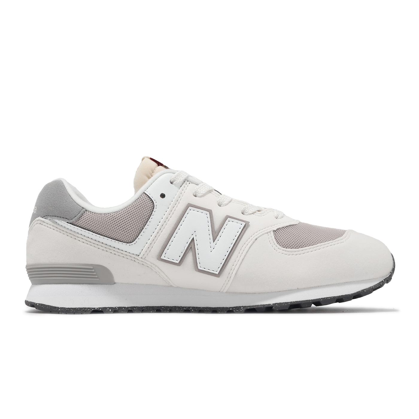New Balance 休閒鞋574 Wide 大童寬楦白灰麂皮網布小朋友運動鞋NB