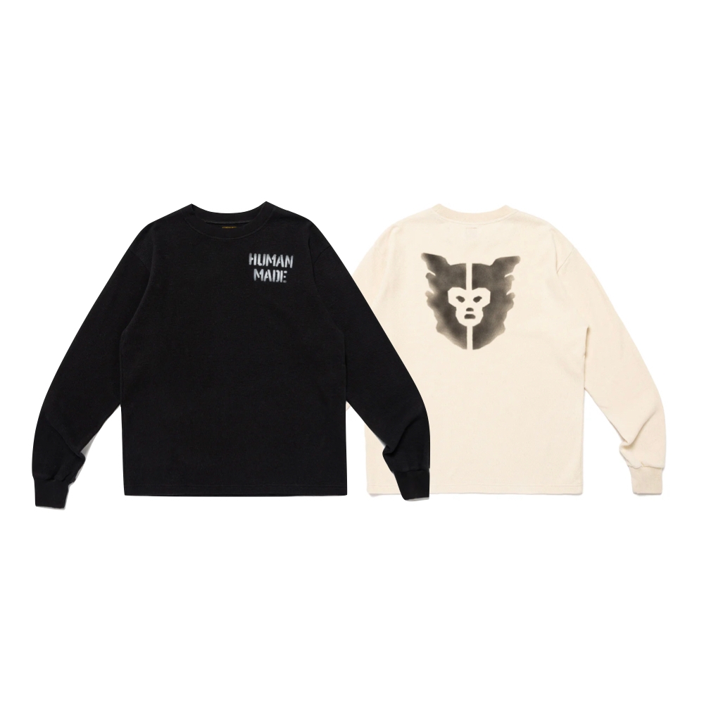 Human made 長袖Tシャツ Human Made Thermal L/S 背後猿人頭長袖白/黑上衣T恤HM28CS006 | 其他