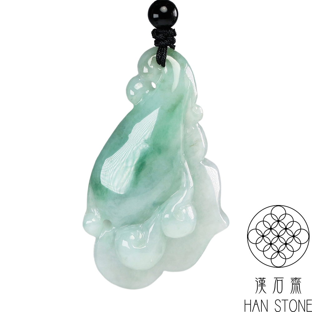 漢石齋】天然翡翠A貨如意玉佩吊墜細糯種飄花(29*51*13mm) | Yahoo購物中心