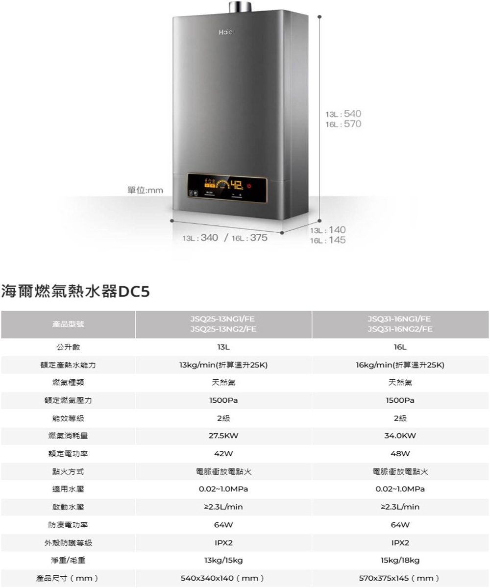Haier海爾 JSQ25-13NG1 - 詳情2