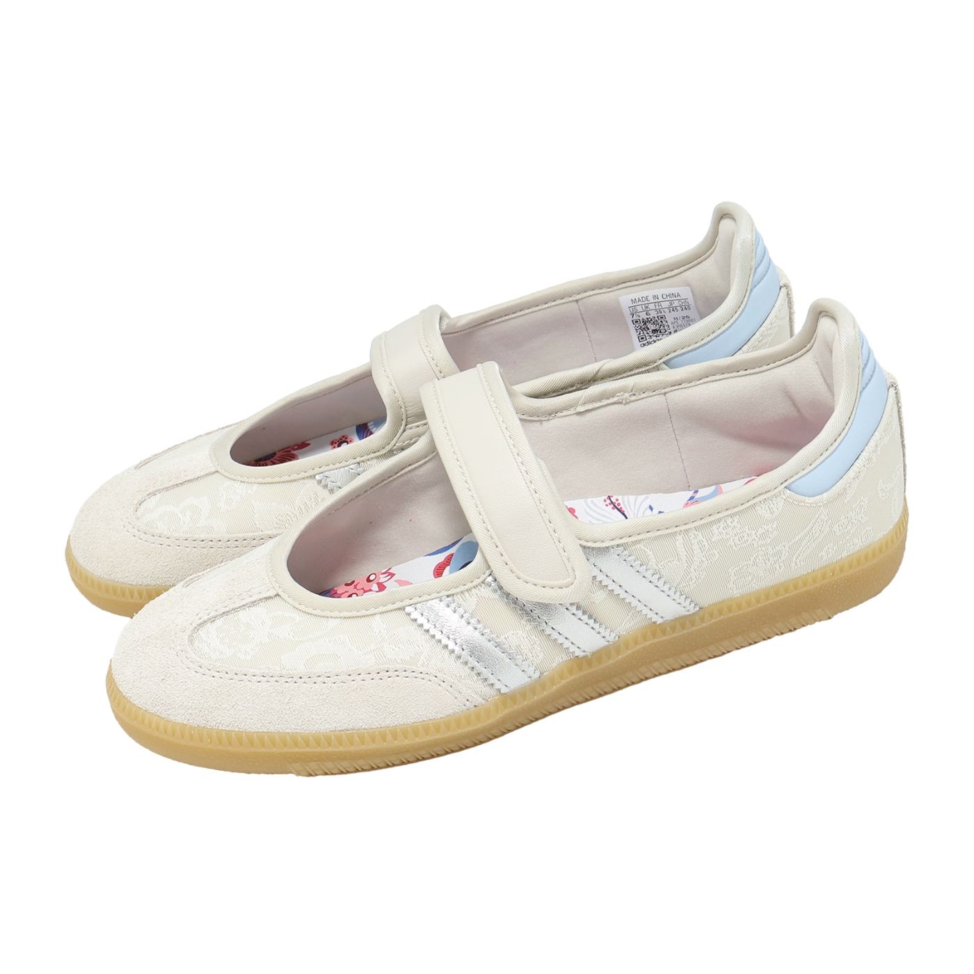 adidas 愛迪達休閒鞋Samba Jane W 女鞋米白銀Liberty London 瑪麗珍鞋