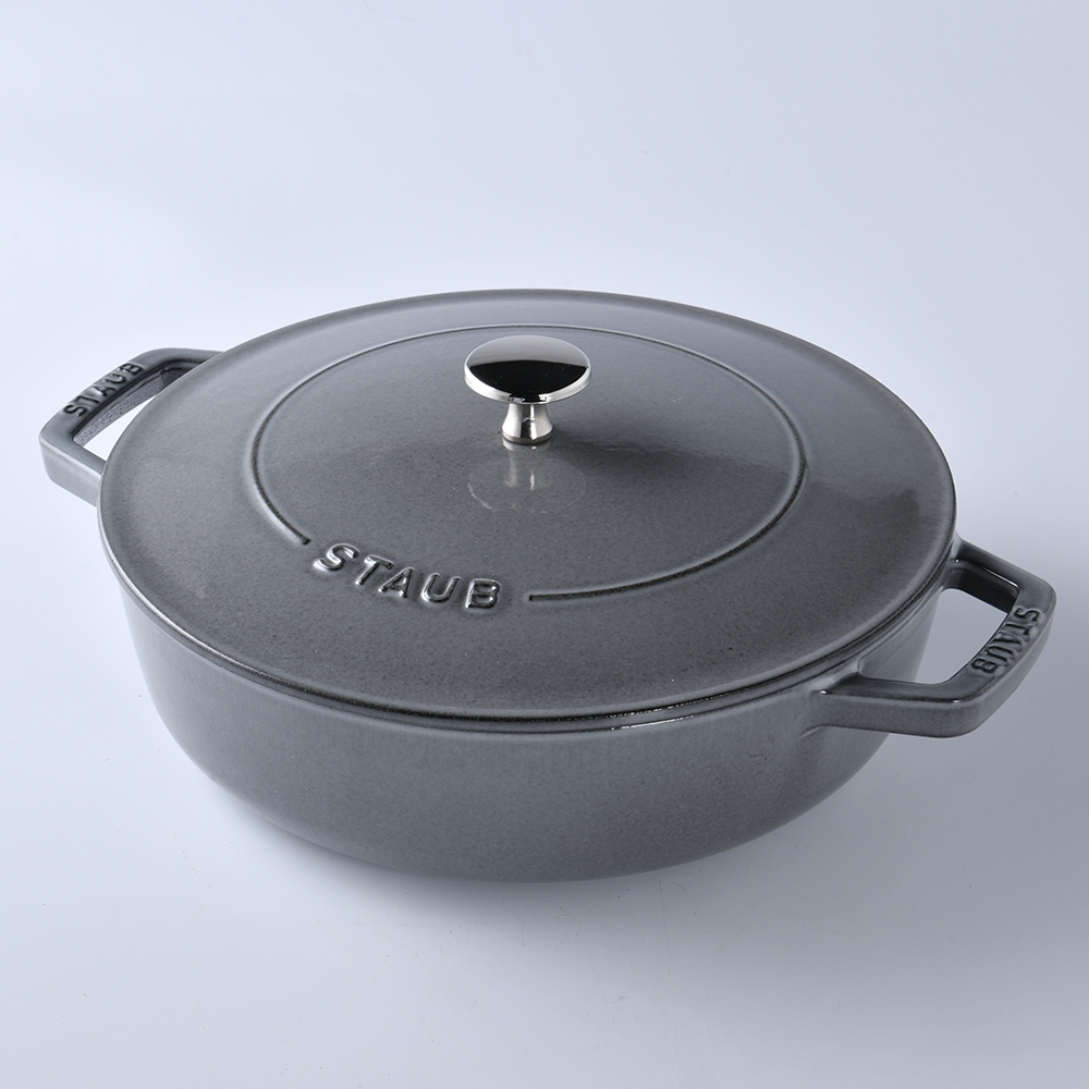 Staub 水滴形多功能鑄鐵燉鍋24cm 2.4L 石墨灰法國製鑄鐵鍋湯鍋