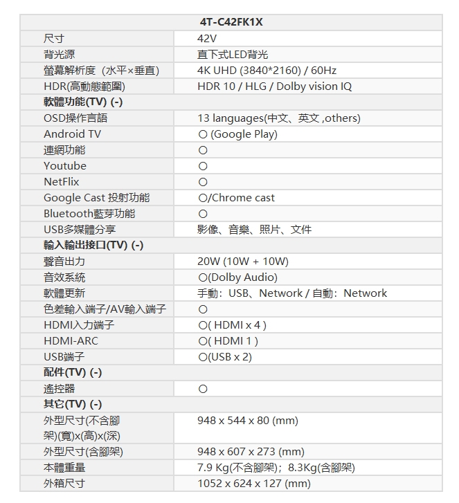 SHARP夏普 4T-C42FK1X - 詳情9